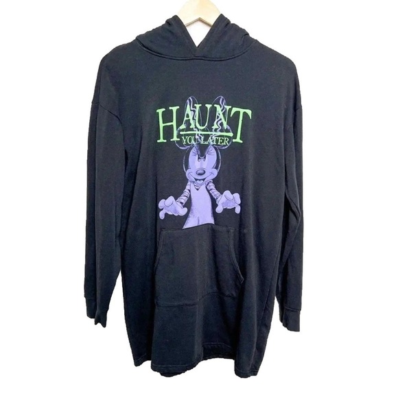 Disney Parks Authentic Minnie Haunt You Later Sweatshirt Hoodie Dress Tunic M - Picture 2 of 6